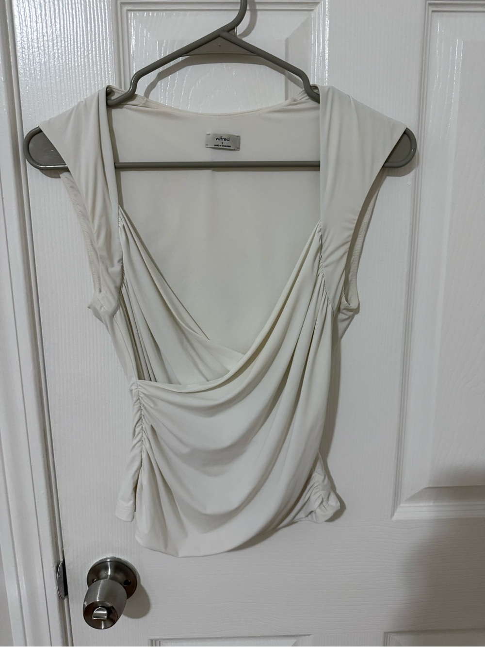 Aritzia Mystic White Crossover Top